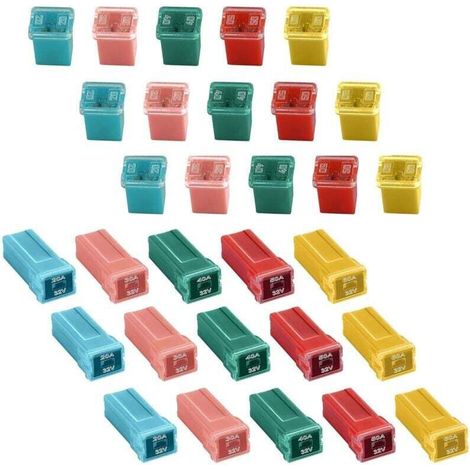 Kit de 30 fusibles automobiles, comprenant des fusibles à profil haut/standard et bas, adaptés aux fourgonnettes, voitures, camping-cars et SUV. (1/4)