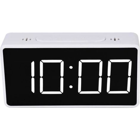 Réveil numérique mat blanc affichage LED compact pour chambre bureau voyage (1/4)