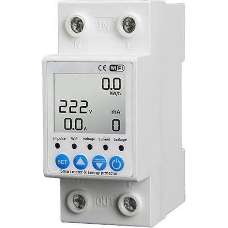 2P Tuya WiFi Intelligenter Fehlerstromschutzschalter 63A Strom- und Spannungsüberwachungs-Leistungsschalter Timer Leistungsmesser (1/5)
