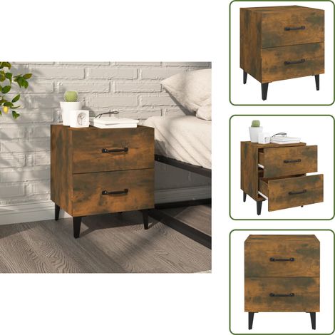 Comodino con cassetti - vidaXL Comodino Rovere Fumo 40x35x47,5 cm - Comodino in metallo