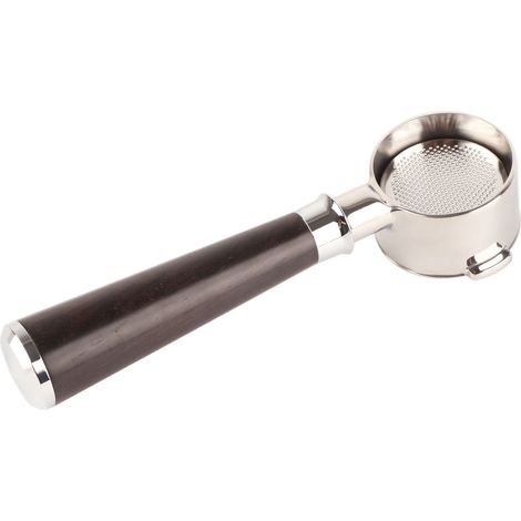 Porte-filtre à café en acier inoxydable, panier de 51 mm, sans fond, avec poignée en bois, pour machine à café ECO310, en bois d'ébène. (1/5)