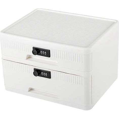 Coffre-fort à tiroir avec serrure numérique à code, armoire à pharmacie verrouillable, boîte de rangement sécurisée pour passeports, dossiers et bijoux. (1/5)
