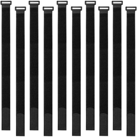 30 schwarze Kabelbinder, 40 cm lang, wiederverwendbare Kabelbinder, Kabelbinder mit Klettverschluss für das Kabelmanagement (1/4)