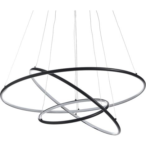 Lampadario a 3 anelli in allumino nero opaco cm. H.92 x Ø.80 (1/5)