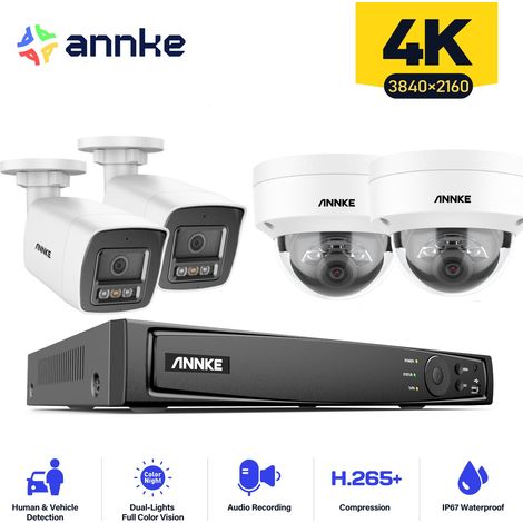 ANNKE 4K 16ch Sistema de cámaras de seguridad 4 bullet y 4 dome exterior visión nocturna acceso remoto (1/5)