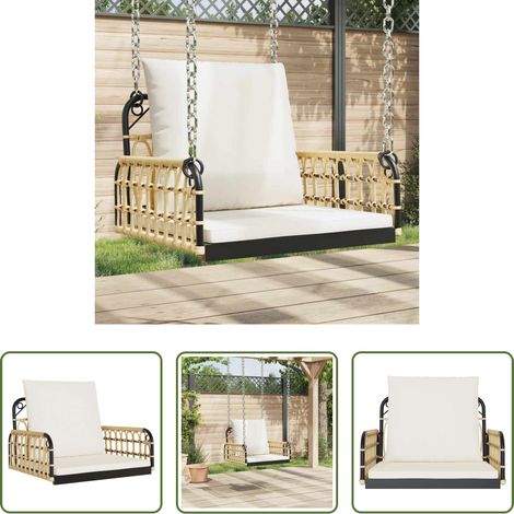 Chaise balançoire extérieure - Balancelle avec coussins 63x58x39 cm résine tressée acier (1/5)