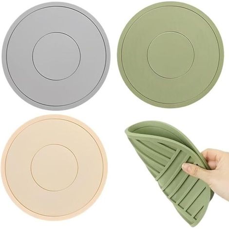 Lot de 3 dessous de plats en silicone antidérapants et résistants à la chaleur trois couleurs assorties, Sous plat de table, Dessous de plat silicone (1/4)