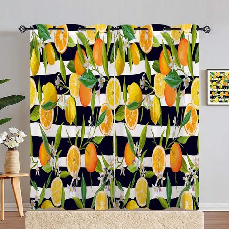 Rideau Occultant Tropical Fruits Citron Rideau Thermique Isolant Tenture Opaque à Oeillets Draperies Intérieurs pour Maison Chambre Salon 2 Panneaux L 140 x H 280 cm - 140L X 280H cm (2 Panneaux) (1/5)