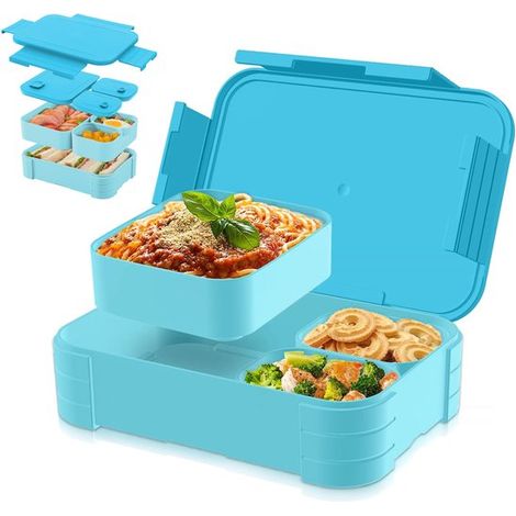 1 pièce - Boîte à lunch enfant 1100 ml avec couvercle - Couvercle étanche - Compatible micro-ondes et lave-vaisselle - Convient aux enfants et aux adultes - Idéale pour l'école ou le travail - Bleu me (1/5)