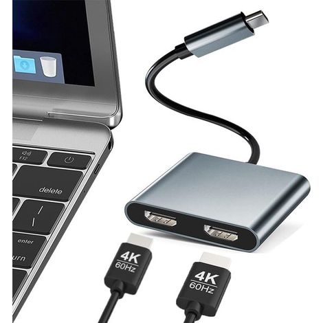 Adaptador USB Tipo-C a HDMI para doble monitor, compatible con portátiles HP/Dell/Surface/Lenovo/Thinkpad. (1/5)