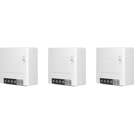 Interrupteur MINIR2 avec connexion Wi-Fi, interrupteur sans fil à 2 voies, interrupteur intelligent compatible avec Alexa/Google Home, télécommande, commande vocale, mode DIY, 10 A/2200 W (lot de 3) (1/5)