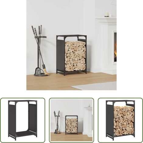 Holz aufbewahren - Brennholzregal Schwarz 44x28x65 cm Kaltgewalzter Stahl (1/5)
