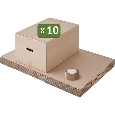 Pack and Move - Lot 10 cartons déménagement seconde main - 57 x 39 x 34 cm - Cartons réemployés - Seconde vie - 1 adhésif offert