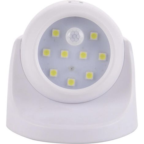 Éclairage à piles, applique murale d'extérieur avec détecteur de mouvement, éclairage extérieur LED, éclairage sans fil à piles, rotation et inclinaison à 360 degrés - Blanc (1/4)