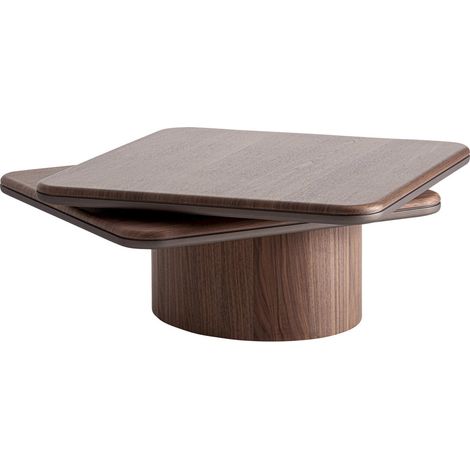 Table basse contemporaine en noyer finition artisanale marron - Noyer marron finition artisanale (1/5)