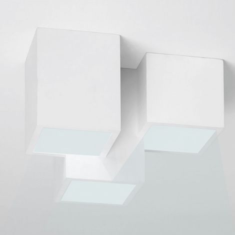 Lampada gesso da soffitto plafoniera a 3 cubi attacco faretto GU10 luce fredda (1/5)