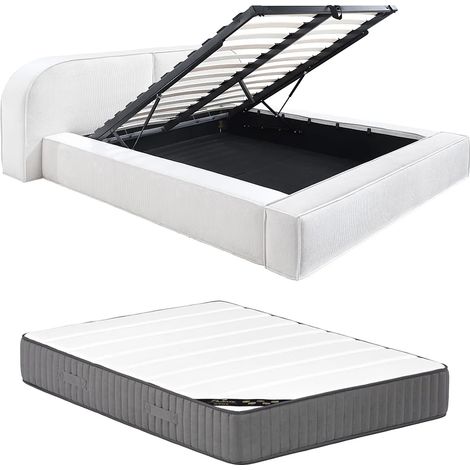 Letto con contenitore 180 x 200 cm Velluto a coste Panna Con materasso - LIRABA della Maison Céphy (1/5)