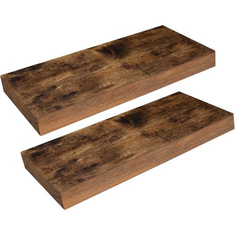 Étagères Murales, Lot de 2, Tablettes Flottantes, Suspendues, avec Supports Cachés, Longueur 40 cm, pour Salle de Bain, Chambre, Toilettes, Cuisine, Bureau, Salon, Marron Rustique EBF40BJ01 (1/5)