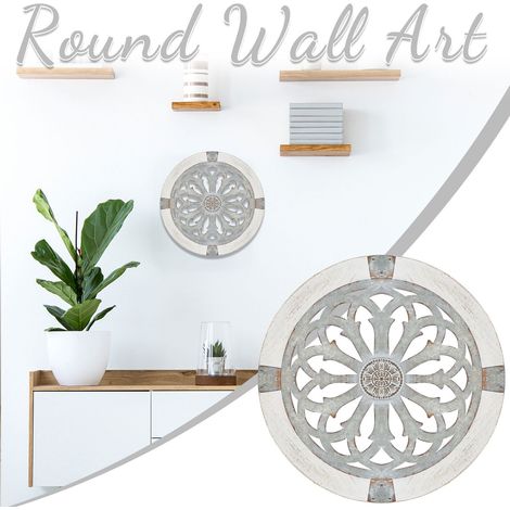 Décoration Murale Ronde - Motif Découpé en Métal - 35 cm - Idéale pour Décor Intérieur Moderne ou Traditionnel - 1 Pièce (1/4)