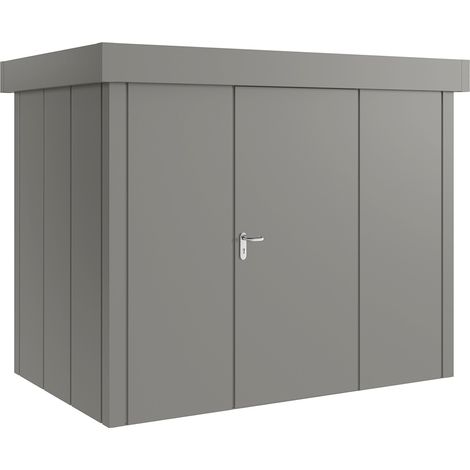 Hörmann Metall-Gerätehaus "Juno" mit Flachdach, JFD8 - Design, 262 x 166 cm (B x T), graualuminium, 1-flüglige Tür, Anschlag rechts (1/5)