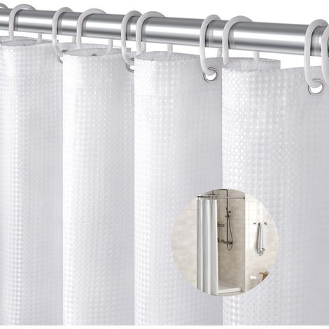 Waffelpiqué-Duschvorhang 180 x 90 cm – Wasserdicht und schimmelresistent – Einfache Montage mit Ösen – Modernes Design