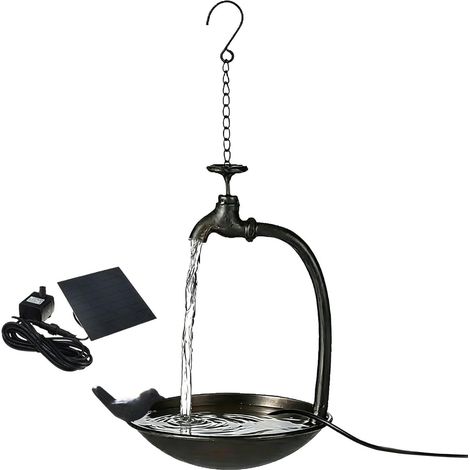 Bain d'oiseaux Solaire Bassin métallique à énergie Solaire  Abreuvoir Extérieur Oiseaux pour Balcon, Terrasse, Cour, Jardin, Arrière-cour, Colibris, Rouges-gorges et Moineaux (1/5)