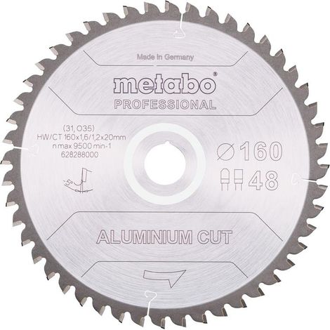Metabo ALUMINIUM CUT PROFESSIONAL 628288000 Lama circolare 160 x 20 x 1.2 mm Numero di denti: 48 1 pz.