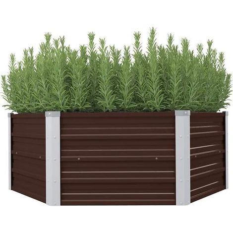 Jardinière haute marron, 129 x 129 x 45 cm, acier galvanisé (1/5)