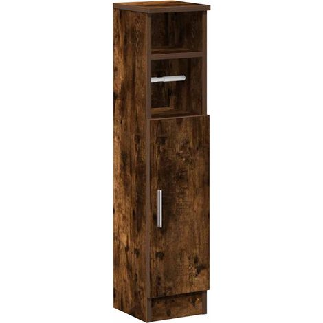 Meuble de salle de bain avec porte-rouleau chêne fumé