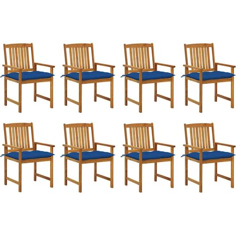 Lot de 8 Chaises de jardin avec coussins - Chaises d'extérieur pour terrasse/jardin Bois d'acacia solide BV394008 - BonneVie (1/5)