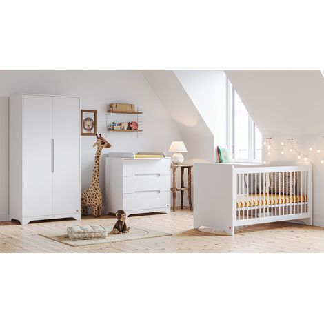 Cameretta completa lettino 60x120 fasciatoio e armadio 2 ante Vox Ova Bianco