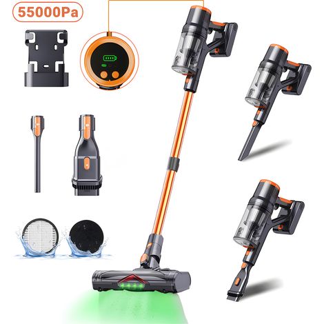 BLOSSOM Kabelloser Vertikalstaubsauger, 550 W, 60 Minuten Laufzeit, LED & Touchdisplay, Anti-Verwicklung Bürste für Tierhaare, Teppiche und Hartböden - Gold (1/5)