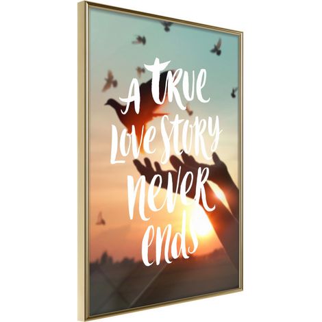 Affiche Murale Encadrée "Love Story" 40 x 60 cm Or (1/2)