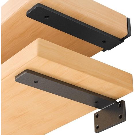 Support d'étagère mural en métal - noir - Fixation d'étagère cachée - Support d'étagère DIY - 2 pièces (1/5)