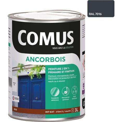 ANCORBOIS gris anthracite RAL 7016 3L - Peinture de protection et de décoration microporeuse 2 en 1 bois (1/3)