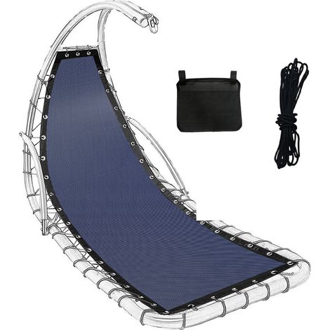 Tissu de rechange pour balancelle suspendue, installation facile, tissu confortable et résistant aux intempéries, pour hamac de jardin et terrasse, bleu (64 x 197 x 23 cm) (1/5)