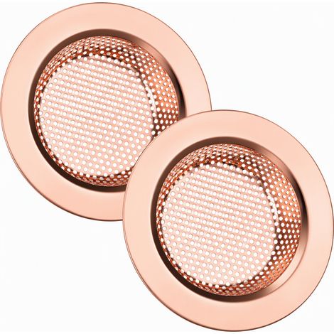 Grille de filtre en acier inoxydable or rose pour évier de cuisine, crépine anti-déchets pour lavabo et bac, lot de 2 pièces