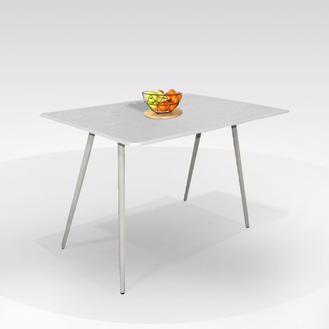 TAVOLO MOD. DUDU FISSO CM 120X70 ALLUMINIO E BIANCO FRASSINATO (1/3)