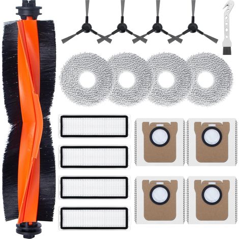 Kit de repuestos de 18 piezas para aspiradora robot: cepillo principal, filtros HEPA, cepillos laterales y paños de limpieza. (1/4)