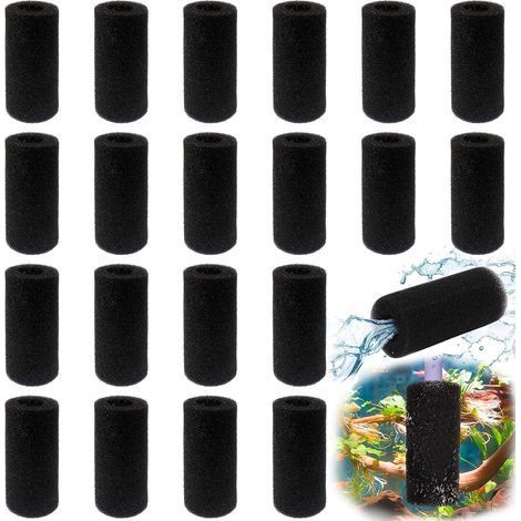 20 Pièces Pré-Filtre Éponge Aquarium Mousse, Cylindrique Éponge Filtre Spa, 7,5cm Filtre Entrée Eponge, Adaptée Aux Piscines, Aquariums, Spas (Noir) (1/4)