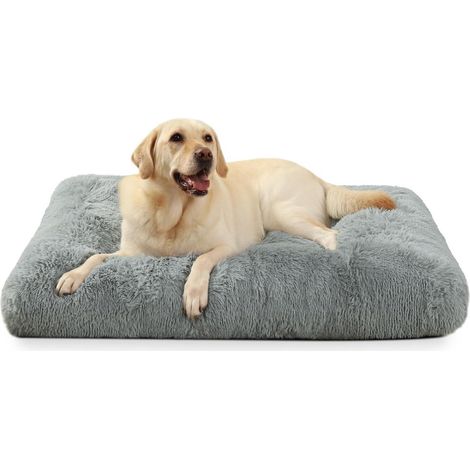 Hundebett 90x60cm Waschbar Plüsch Rutschfest Grau L 90 x B 60 x H 8 cm (1/5)