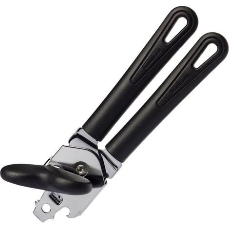 Ouvre-boîte type pince - 1 unité - Acier et plastique - Coupe-rouleau et levier - Usage quotidien en cuisine - Noir 20,8 cm (1/2)