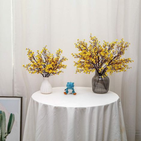 Lot de 6 fleurs artificielles de gypsophile (jaunes) pour la décoration de la maison, du bureau, d'un mariage, d'une fête de Noël.-AquaForge (1/4)