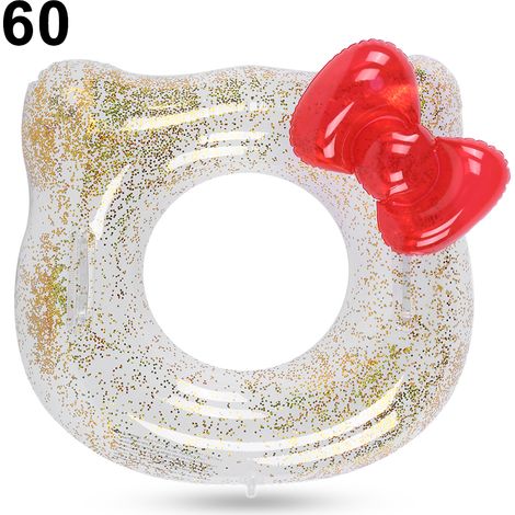 Anneau de flottaison chat avec nœud papillon rouge à paillettes pour bébé fille, cercle flottant sous les bras, forme mignonne 60cm (1/5)
