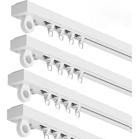 Rail de rideau autocollant pour montage au plafond, 4 x 40 cm/160 cm, sans perçage, pour plafond, mur, camping-car, rideau de douche (1/5)