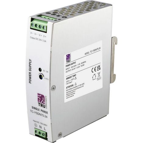 TRU COMPONENTS TC-13807980 Alimentation rail DIN 24 V/DC 3.2 A 76.8 W Nbr. de sorties:1 x Contenu 1 pc(s) (1/4)