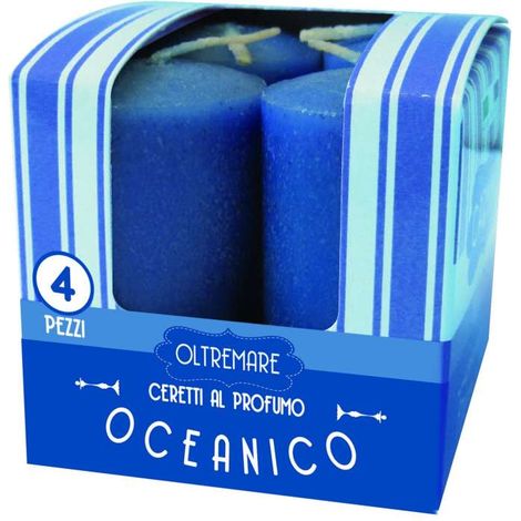 CERERIA DI GIORGIO Candele Profumate Oceanico Blu Set da 4 - 3x5,5 cm