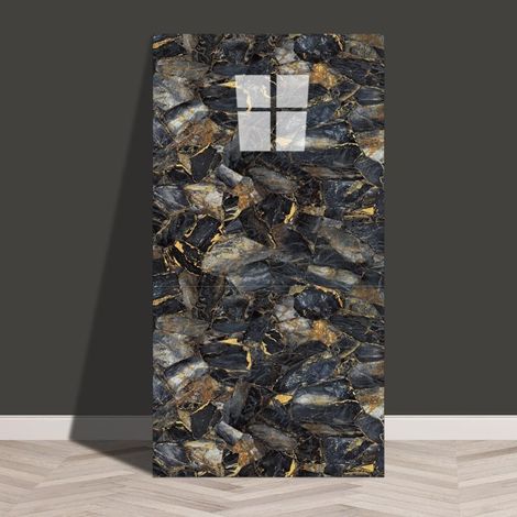 10 Papiers Peints Marbre 30x60cm Noirs Amovibles (1/5)