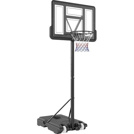 Verstellbarer Basketballkorb (1,20–3 m), tragbares System mit 112 cm Korbring, Set für Kinder und Erwachsene, mit Rollen, Ständer und befüllbarem Sockel, für drinnen und draußen (1/5)
