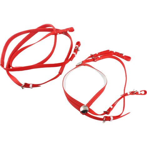 Licol pour cheval en PVC, cuir PU et nylon, bride avec rênes pour équipement équestre (1/5)